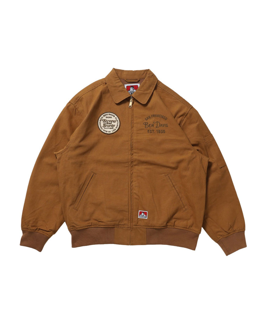 【BEN DAVIS（ベンデイビス）】COTTON DUCK SOUVENIR JACKET / スーベニア 刺繍 フライトジャケット ユニセックス 裏地付き アウター ベージュ