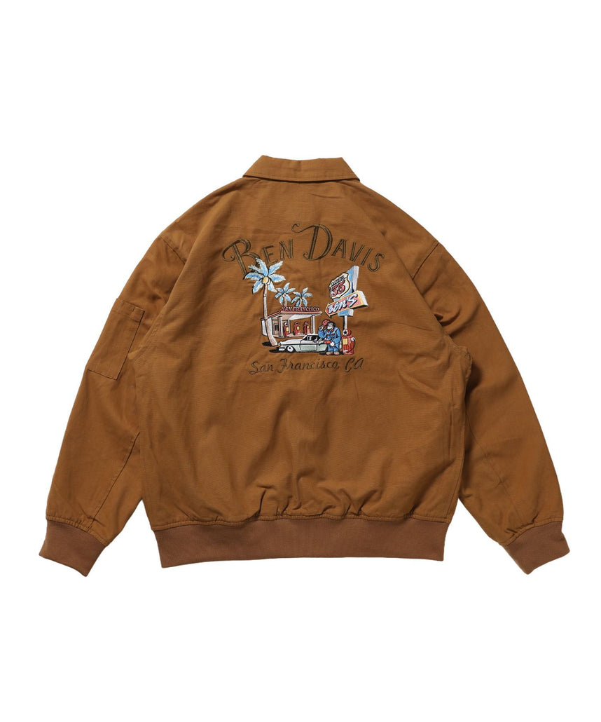 【BEN DAVIS（ベンデイビス）】COTTON DUCK SOUVENIR JACKET / スーベニア 刺繍 フライトジャケット ユニセックス 裏地付き アウター ベージュ