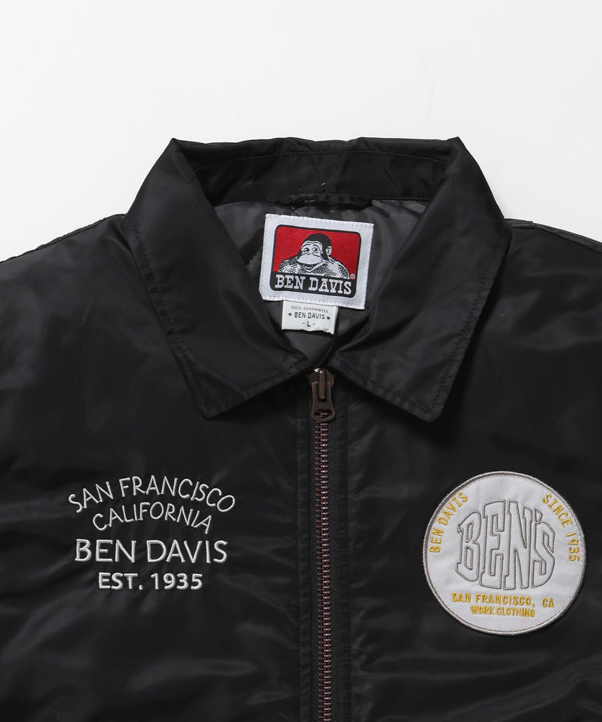 SOUVENIR EMB FLIGHT JACKET / スーベニアジャケット フライトジャケット 刺繍 ワッペン 着脱ボア衿 アウター ユニセックス ブラック