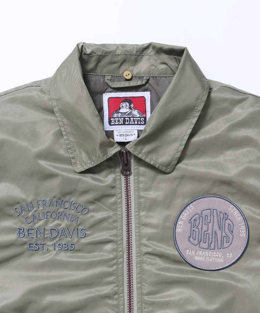 SOUVENIR EMB FLIGHT JACKET / スーベニアジャケット フライトジャケット 刺繍 ワッペン 着脱ボア衿 アウター ユニセックス カーキ