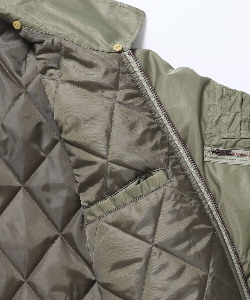 SOUVENIR EMB FLIGHT JACKET / スーベニアジャケット フライトジャケット 刺繍 ワッペン 着脱ボア衿 アウター ユニセックス カーキ