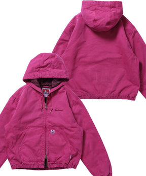 WORKERS PARKA / フーデッドワークジャケット ダブルジップ キルティング裏地 アウター ポケット ワーク ユニセックス ピンク