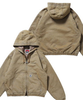 WORKERS PARKA / フーデッドワークジャケット ダブルジップ キルティング裏地 アウター ポケット ワーク ユニセックス サンドベージュ