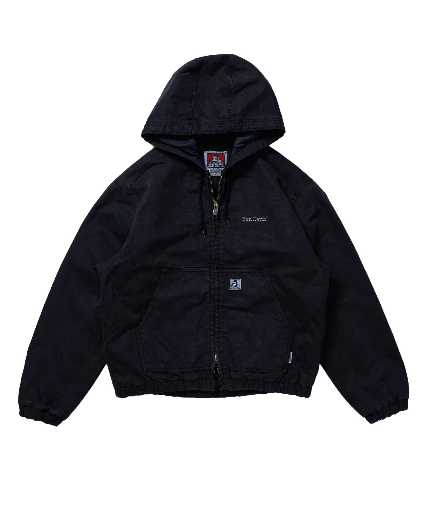 【BEN DAVIS（ベンデイビス）】WORKERS PARKA / フーデッドワークジャケット ダブルジップ キルティング裏地 アウター ポケット ワーク ユニセックス ブラック