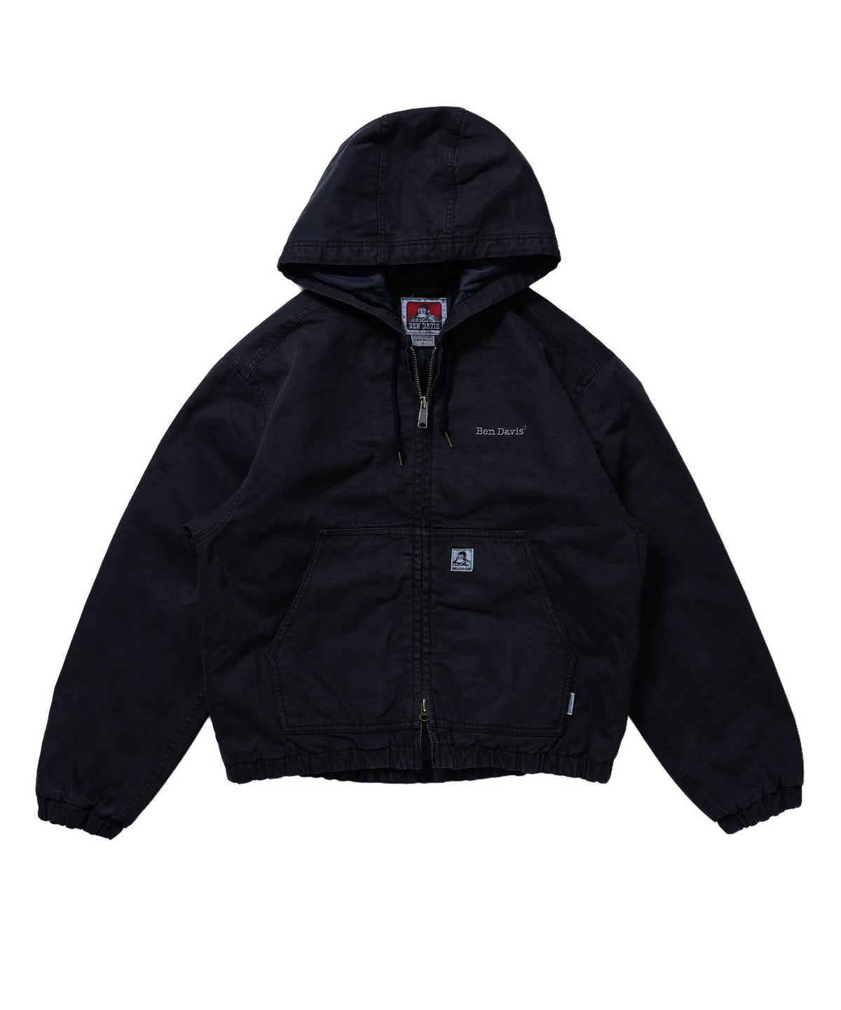 【BEN DAVIS（ベンデイビス）】WORKERS PARKA / フーデッドワークジャケット ダブルジップ キルティング裏地 アウター ポケット ワーク ユニセックス ブラック