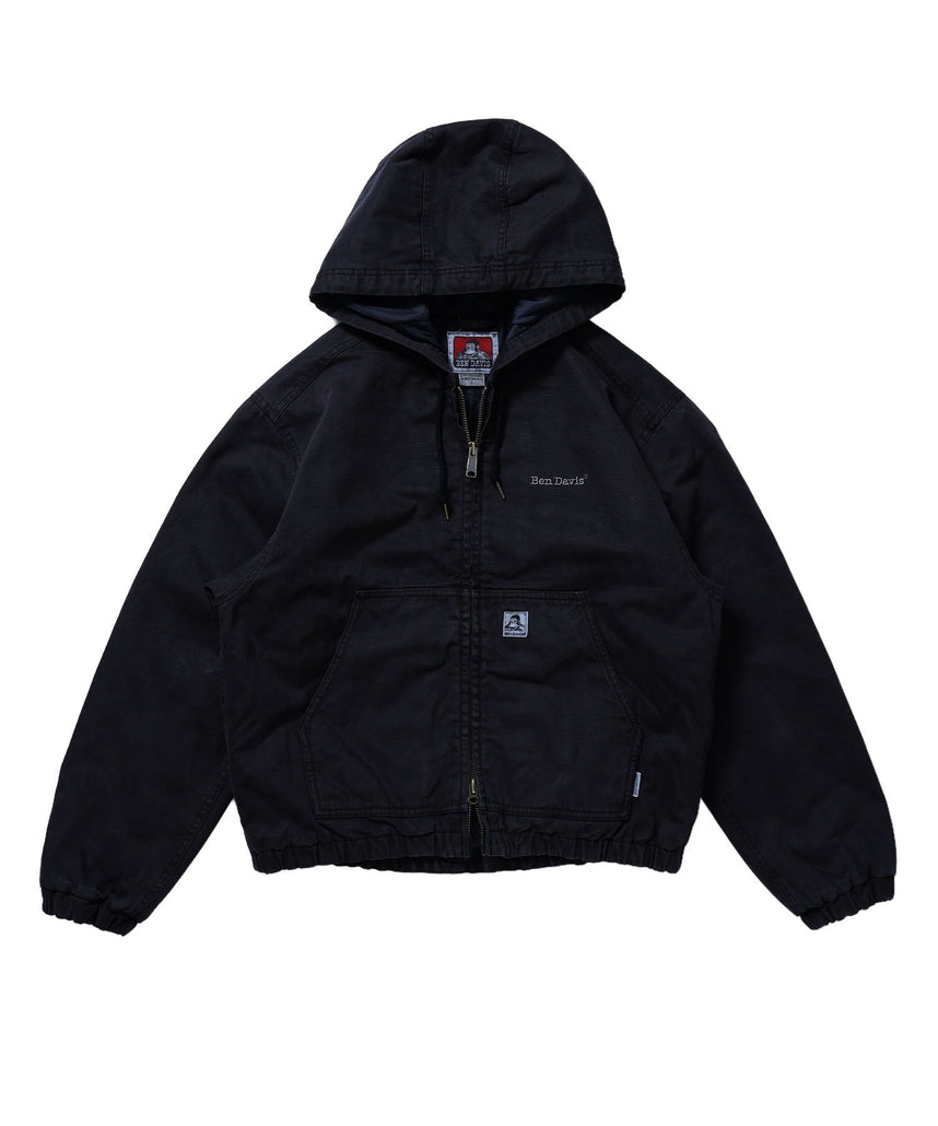 【BEN DAVIS（ベンデイビス）】WORKERS PARKA / フーデッドワークジャケット ダブルジップ キルティング裏地 アウター ポケット ワーク ユニセックス ブラック