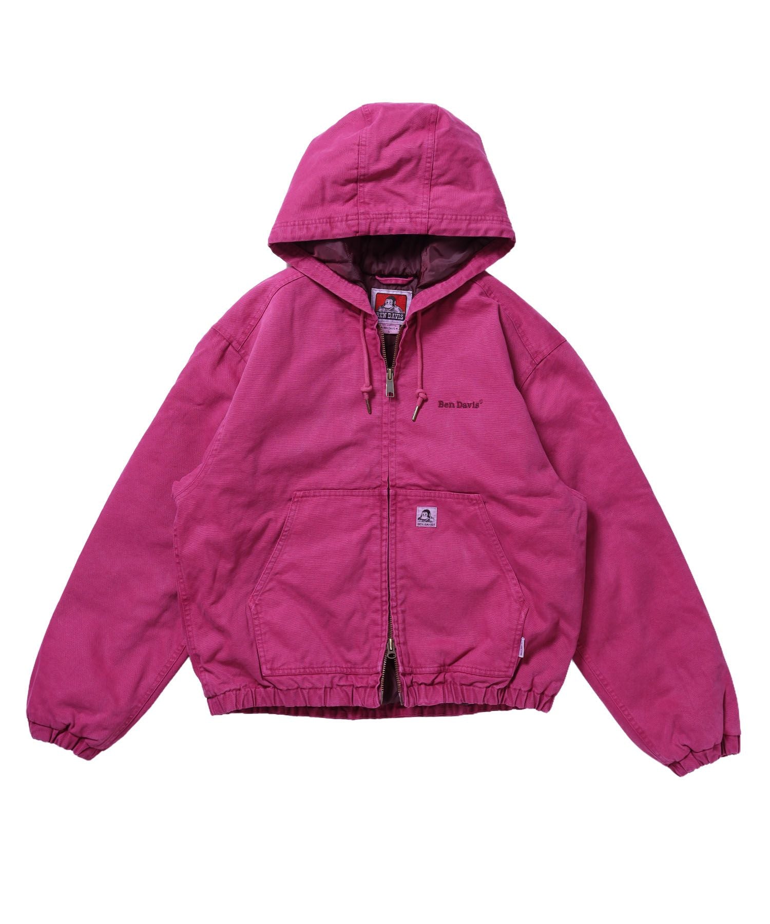 【BEN DAVIS（ベンデイビス）】WORKERS PARKA / フーデッドワークジャケット ダブルジップ キルティング裏地 アウター ポケット ワーク ユニセックス ピンク