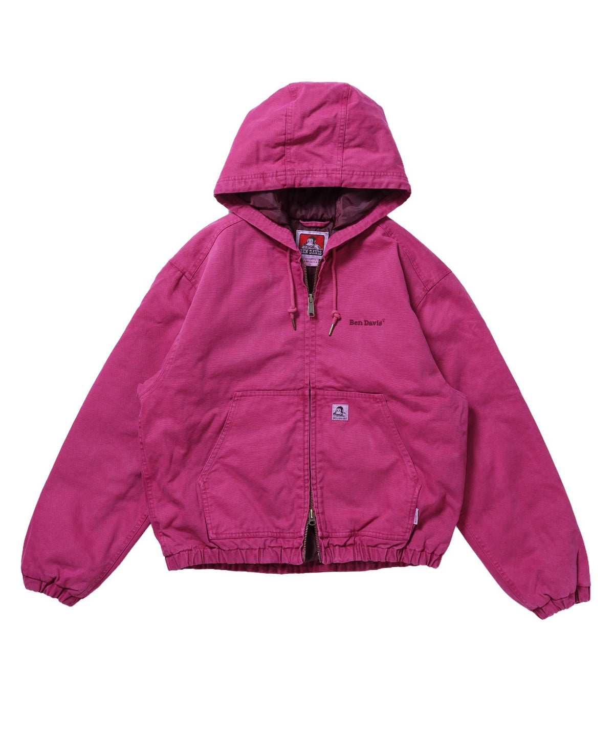 【BEN DAVIS（ベンデイビス）】WORKERS PARKA / フーデッドワークジャケット ダブルジップ キルティング裏地 アウター ポケット ワーク ユニセックス ピンク