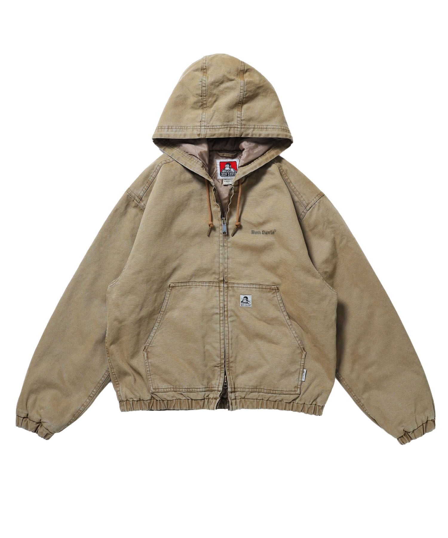 【BEN DAVIS（ベンデイビス）】WORKERS PARKA / フーデッドワークジャケット ダブルジップ キルティング裏地 アウター ポケット ワーク ユニセックス サンドベージュ