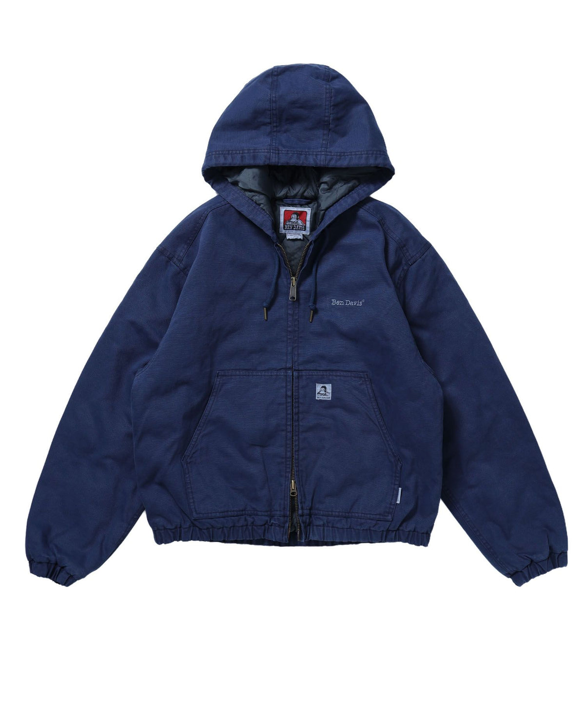 【BEN DAVIS（ベンデイビス）】WORKERS PARKA / フーデッドワークジャケット ダブルジップ キルティング裏地 アウター ポケット ワーク ユニセックス ネイビー