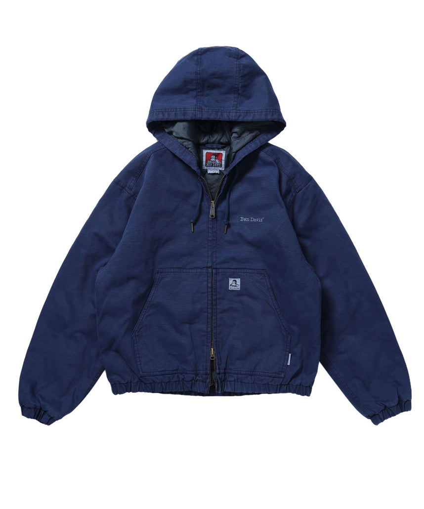 【BEN DAVIS（ベンデイビス）】WORKERS PARKA / フーデッドワークジャケット ダブルジップ キルティング裏地 アウター ポケット ワーク ユニセックス ネイビー