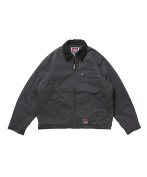 ZIP FRONT TRUCKER JACKET / トラッカージャケット コーデュロイ衿 ショート丈 中綿キルティング アウター ユニセックス ブラック
