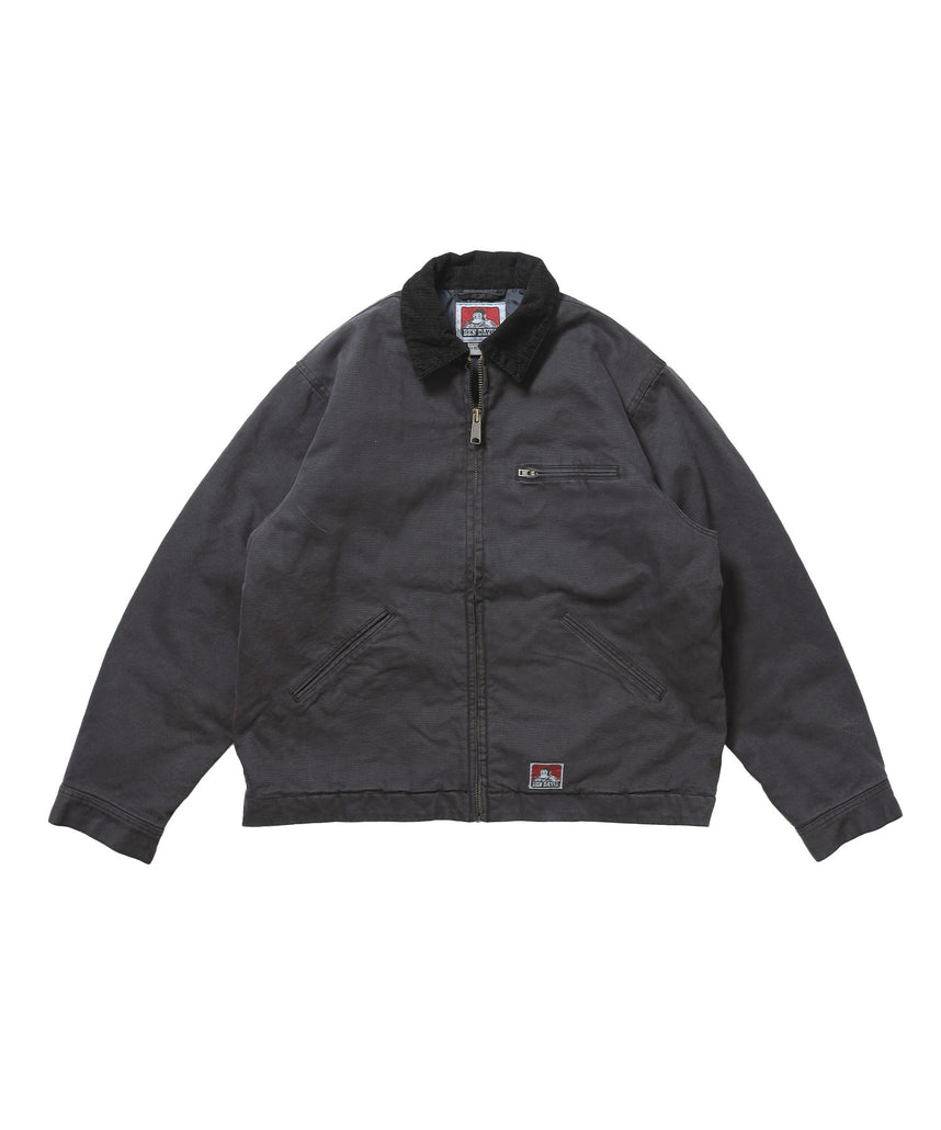 【BEN DAVIS（ベンデイビス）】ZIP FRONT TRUCKER JACKET / トラッカージャケット コーデュロイ衿 ショート丈 中綿キルティング アウター ユニセックス ブラック