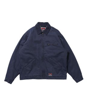 ZIP FRONT TRUCKER JACKET / トラッカージャケット コーデュロイ衿 ショート丈 中綿キルティング アウター ユニセックス ネイビー