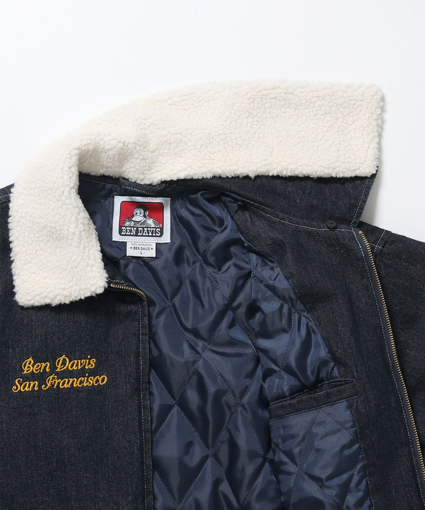 REMOVAL BOA COLLAR RANCH JACKET / ランチジャケット コーデュロイ 着脱ボア衿 刺繍 ワッペン アウター ユニセックス ダークネイビー