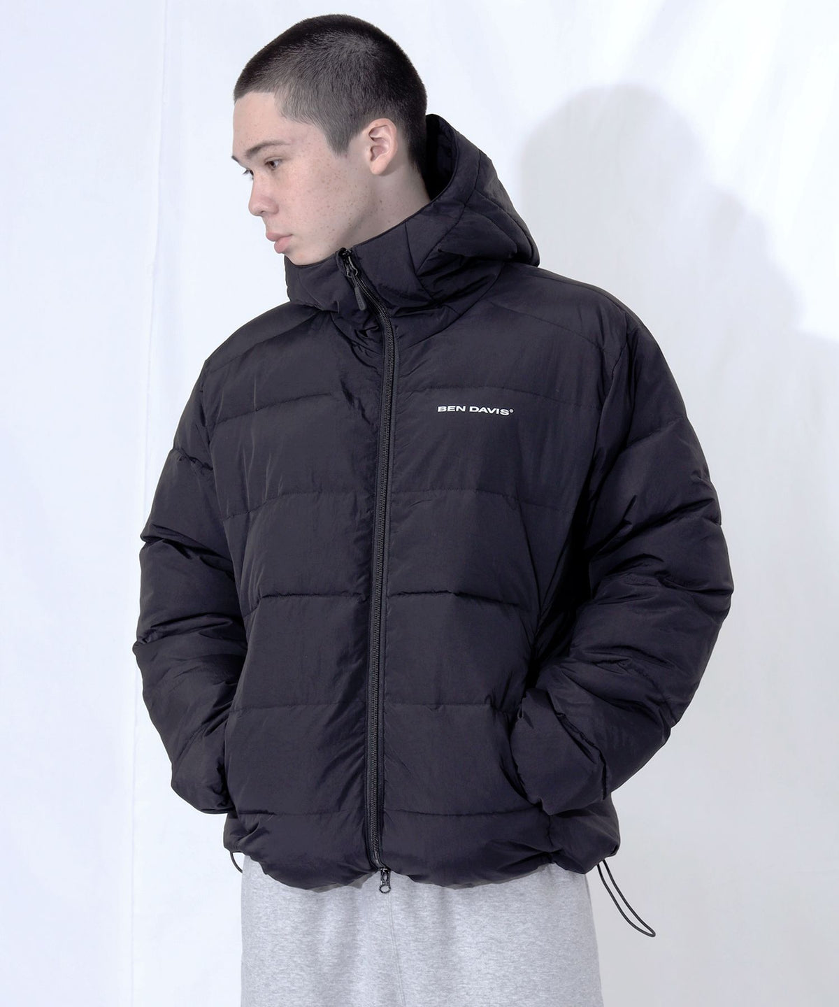【BEN DAVIS（ベンデイビス）】BD HOODED PUFFER JACKET / ダウンジャケット パッファー フード ユニセックス ブラック