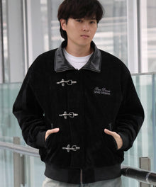 FAUX SUEDE RESCUE JACKET / レスキュージャケット フェイクスエード 中綿キルティング ハイネック ワッペン アウター ユニセックス ブラック