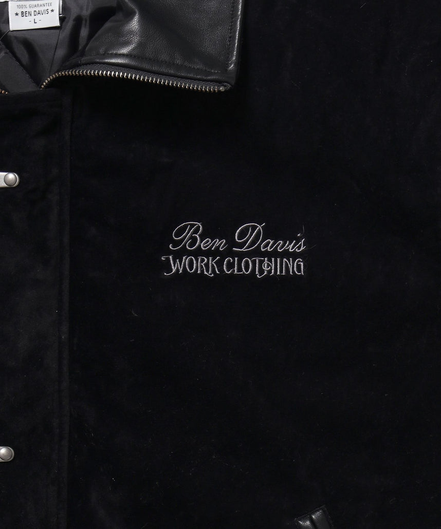 FAUX SUEDE RESCUE JACKET / レスキュージャケット フェイクスエード 中綿キルティング ハイネック ワッペン アウター ユニセックス ブラック