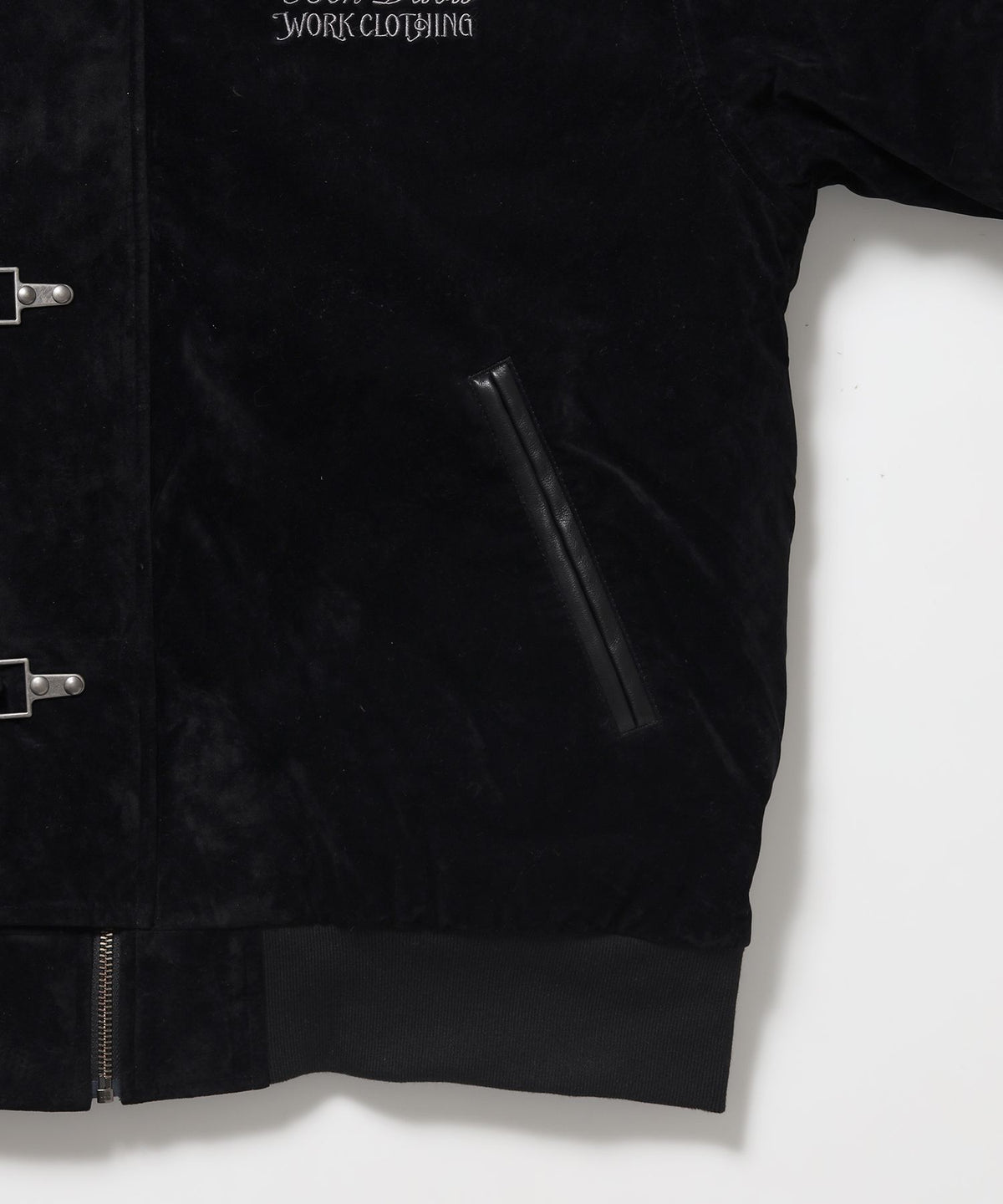 FAUX SUEDE RESCUE JACKET / レスキュージャケット フェイクスエード 中綿キルティング ハイネック ワッペン アウター ユニセックス ブラック