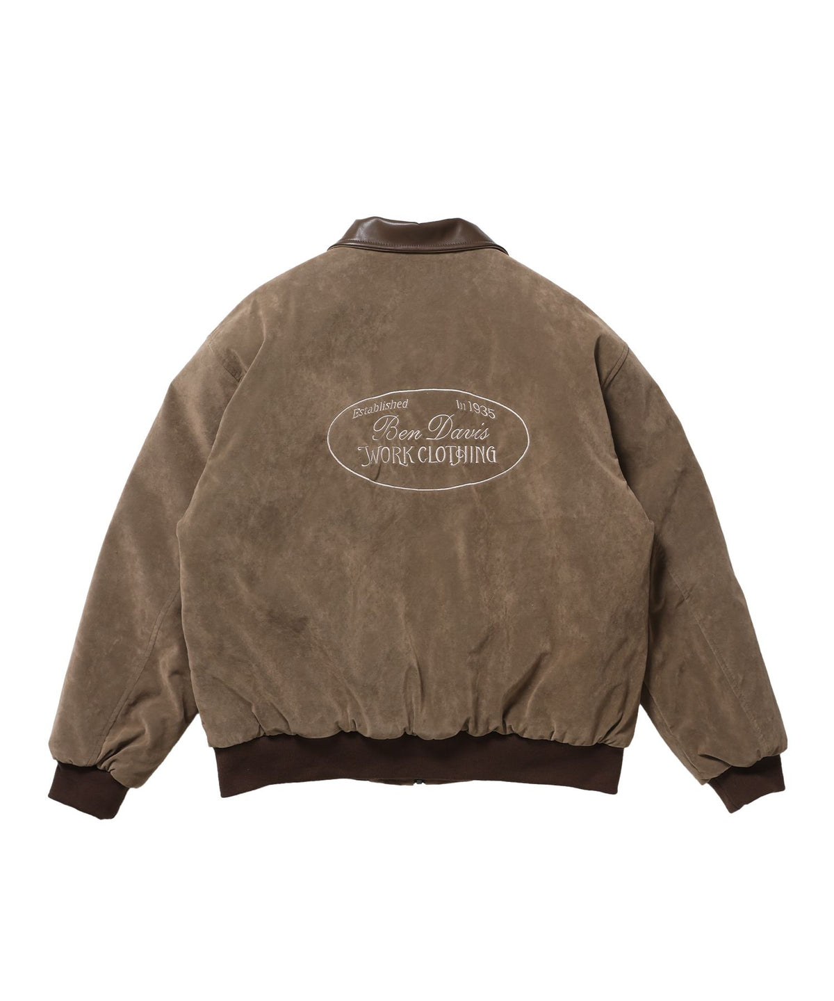 【BEN DAVIS（ベンデイビス）】FAUX SUEDE RESCUE JACKET / レスキュージャケット フェイクスエード 中綿キルティング ハイネック ワッペン アウター ユニセックス ブラウン