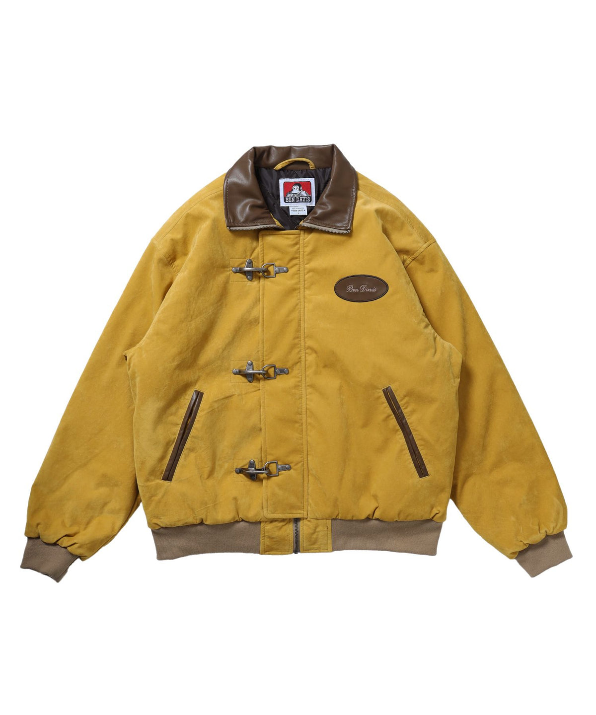【BEN DAVIS（ベンデイビス）】FAUX SUEDE RESCUE JACKET / レスキュージャケット フェイクスエード 中綿キルティング ハイネック ワッペン アウター ユニセックス マスタード