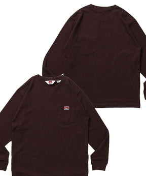 L/S POCKET TEE (REG) / ユニセックス ロングスリーブ ポケットT レギュラーフィット 長袖 ワンポイント ブラウン