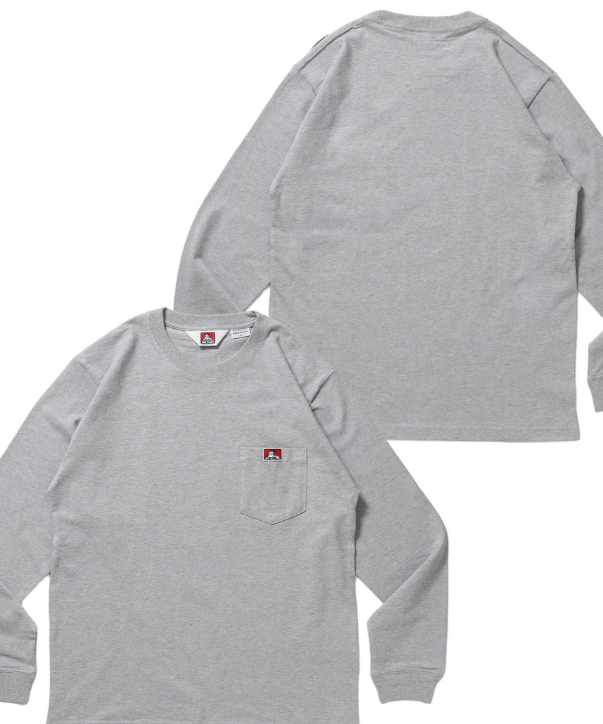 【BEN DAVIS（ベンデイビス）】L/S POCKET TEE (REG) / ユニセックス ロングスリーブ ポケットT レギュラーフィット 長袖 ワンポイント グレー