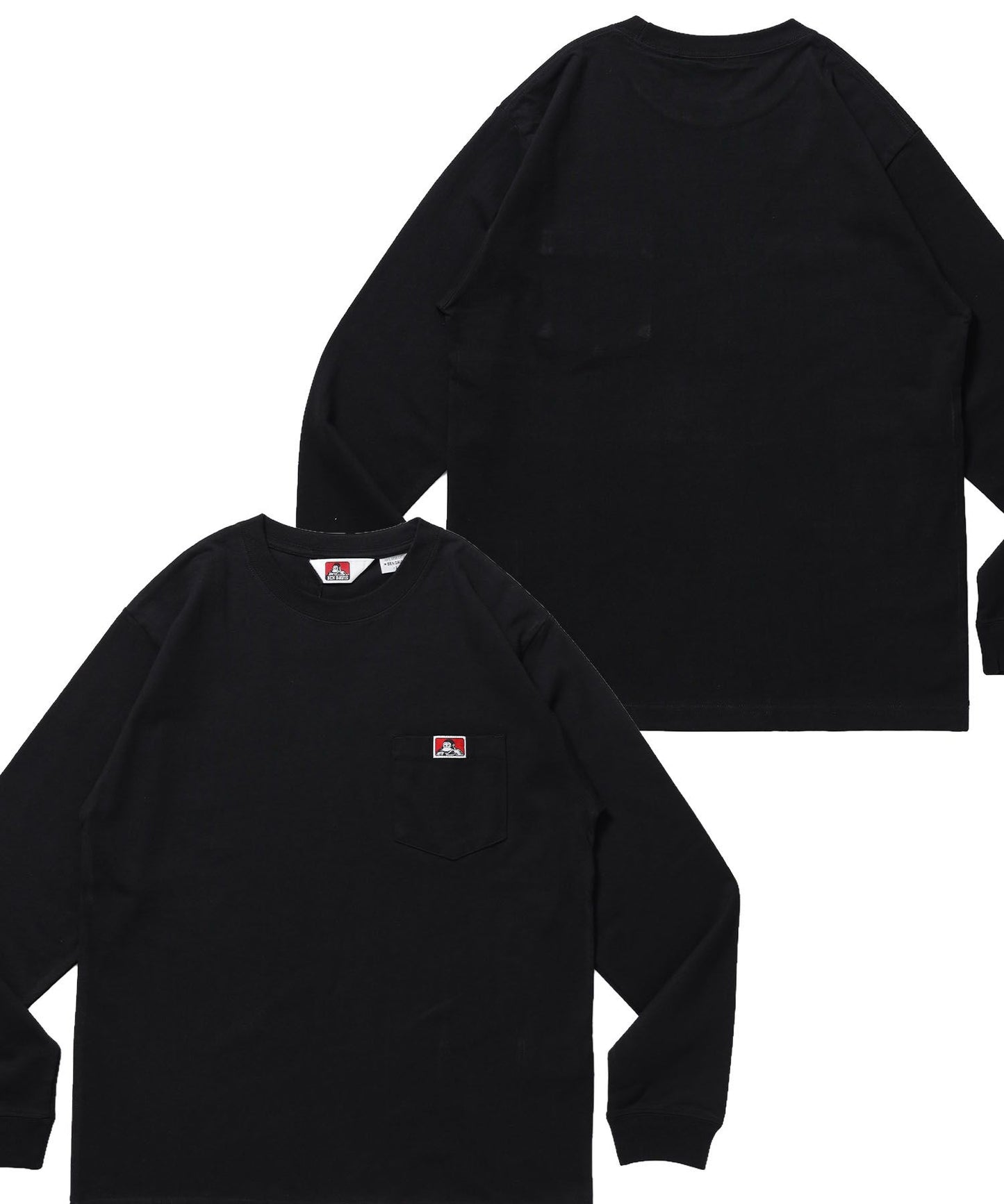 【BEN DAVIS（ベンデイビス）】L/S POCKET TEE (REG) / ユニセックス ロングスリーブ ポケットT レギュラーフィット 長袖 ワンポイント ブラック