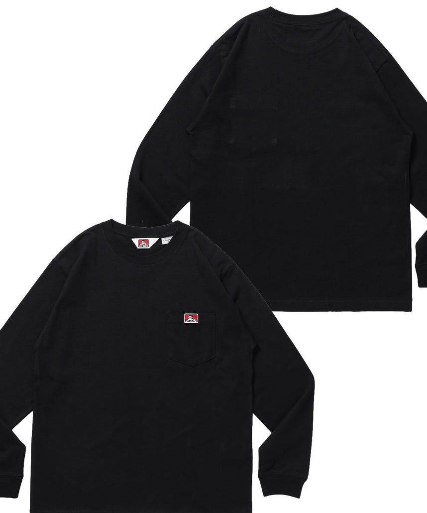 【BEN DAVIS（ベンデイビス）】L/S POCKET TEE (REG) / ユニセックス ロングスリーブ ポケットT レギュラーフィット 長袖 ワンポイント ブラック