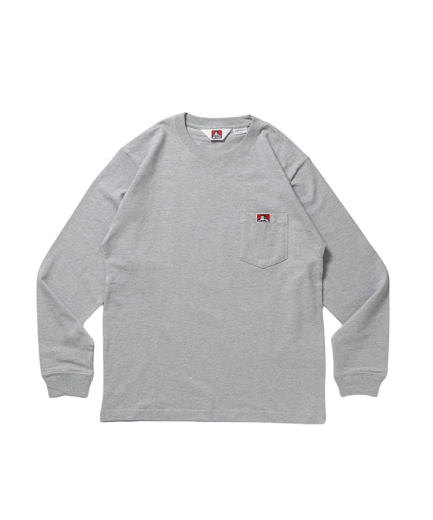【BEN DAVIS（ベンデイビス）】L/S POCKET TEE (REG) / ユニセックス ロングスリーブ ポケットT レギュラーフィット 長袖 ワンポイント グレー