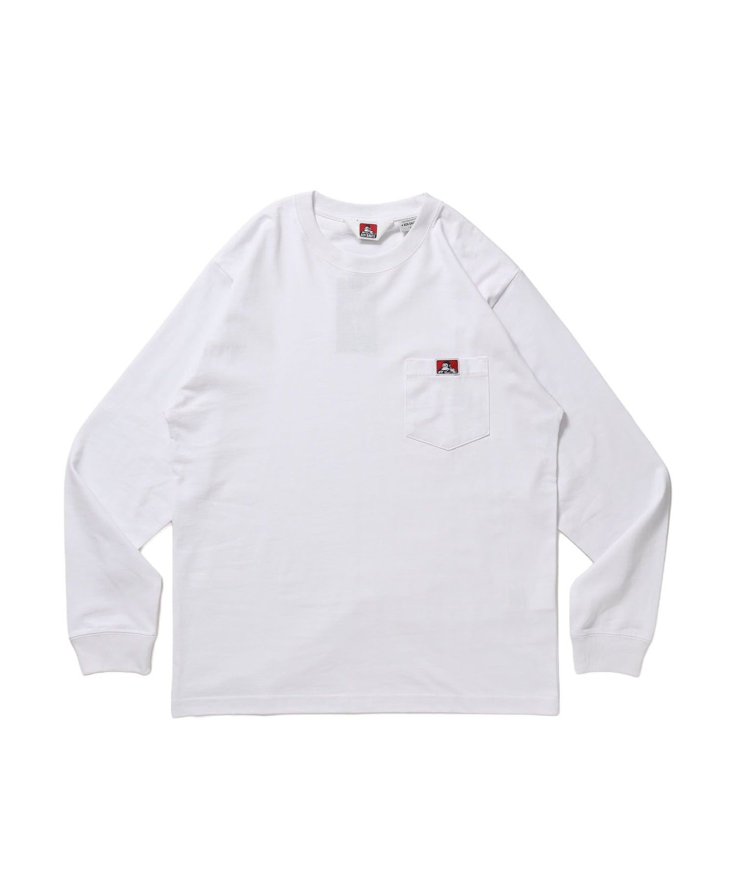 【BEN DAVIS（ベンデイビス）】L/S POCKET TEE (REG) / ユニセックス ロングスリーブ ポケットT レギュラーフィット 長袖 ワンポイント ホワイト