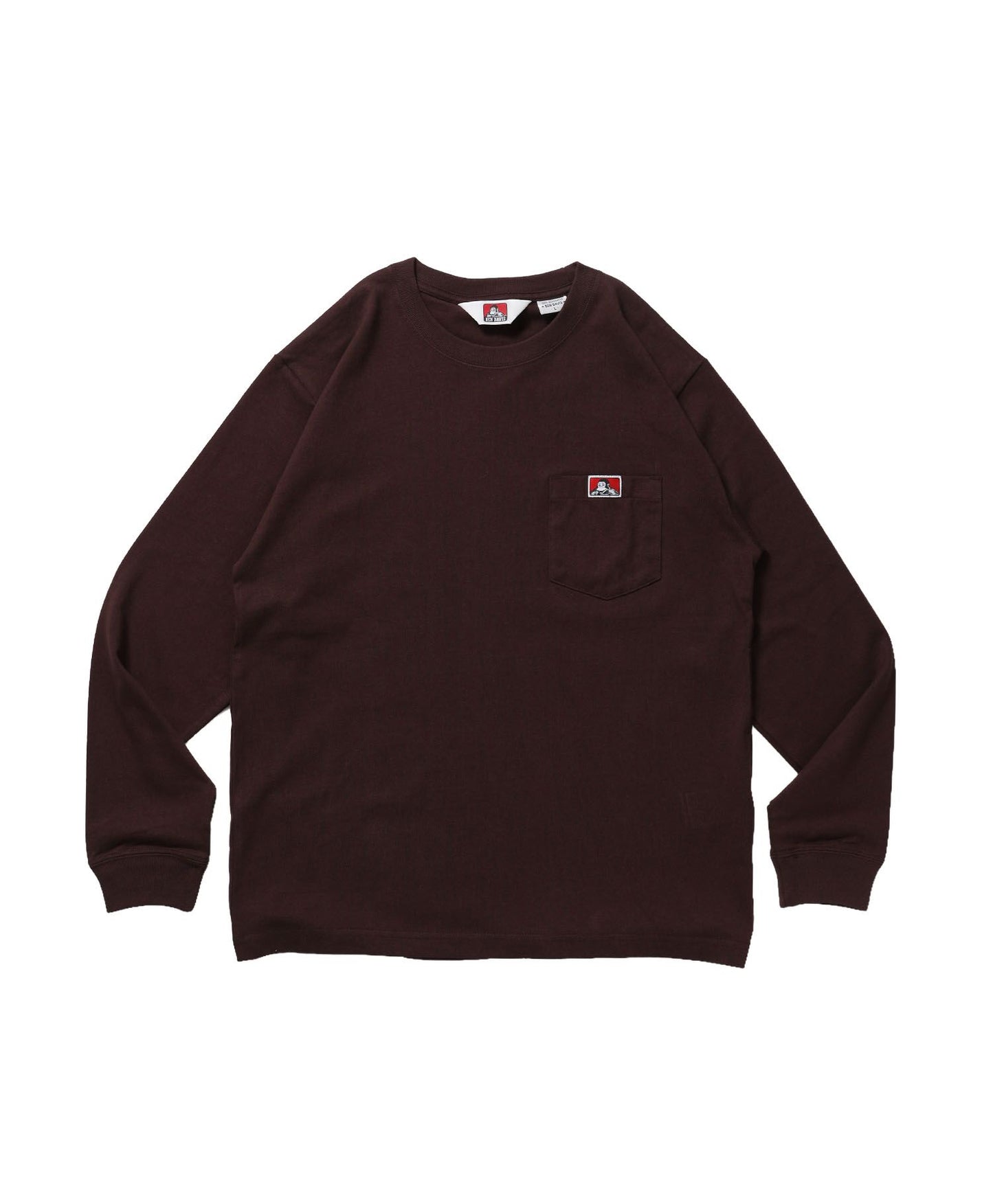 【BEN DAVIS（ベンデイビス）】L/S POCKET TEE (REG) / ユニセックス ロングスリーブ ポケットT レギュラーフィット 長袖 ワンポイント ブラウン