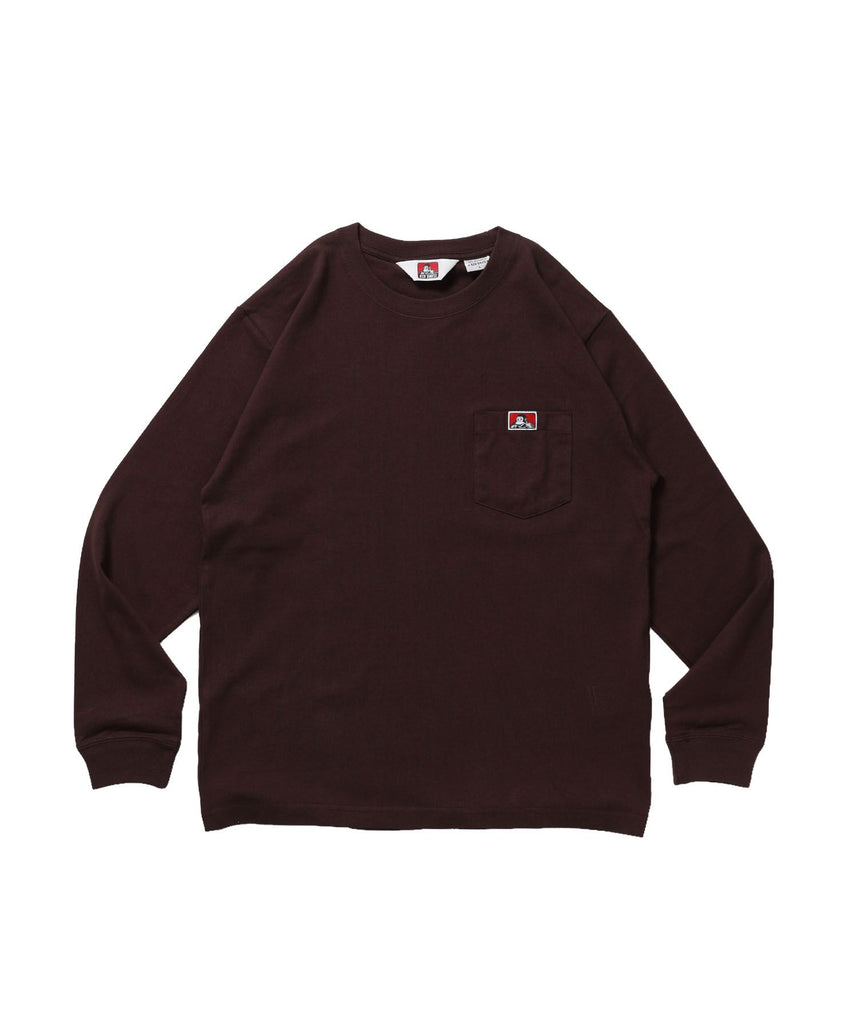 【BEN DAVIS（ベンデイビス）】L/S POCKET TEE (REG) / ユニセックス ロングスリーブ ポケットT レギュラーフィット 長袖 ワンポイント ブラウン