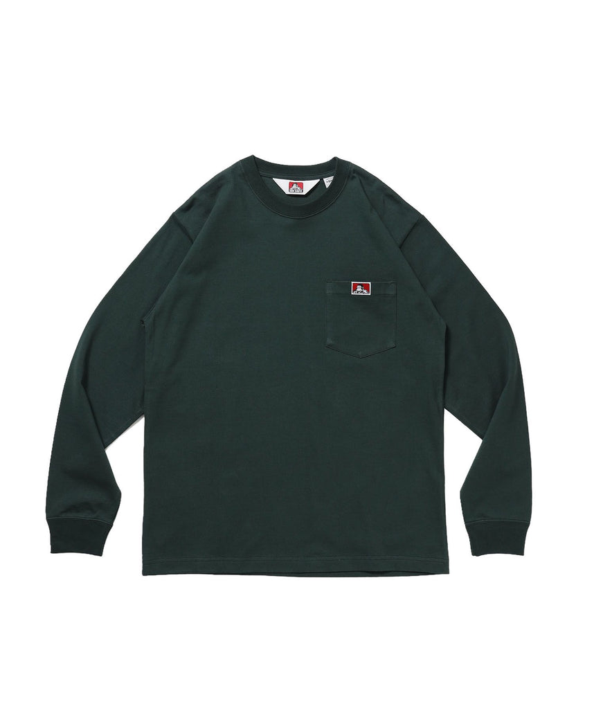 【BEN DAVIS（ベンデイビス）】L/S POCKET TEE (REG) / ユニセックス ロングスリーブ ポケットT レギュラーフィット 長袖 ワンポイント ダークグリーン
