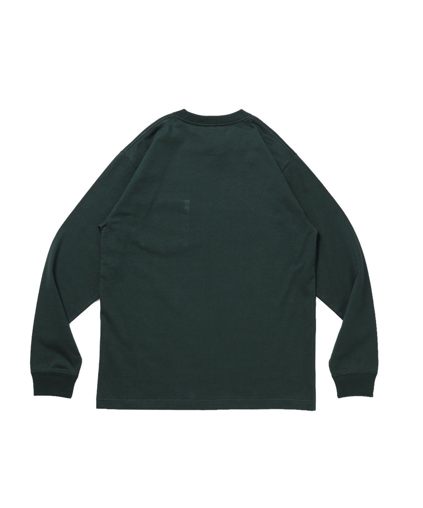 L/S POCKET TEE (REG) / ユニセックス ロングスリーブ ポケットT レギュラーフィット 長袖 ワンポイント ダークグリーン