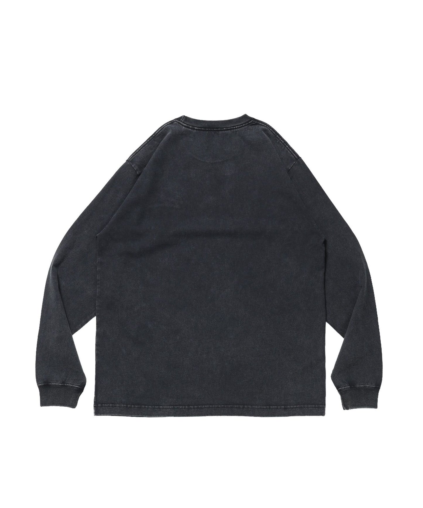 SCRIPT VNTG L/S TEE (REG) / ロンT 長袖 刺繍 ビスネーム ヴィンテージ加工 レギュラーフィット ユニセックス ブラック