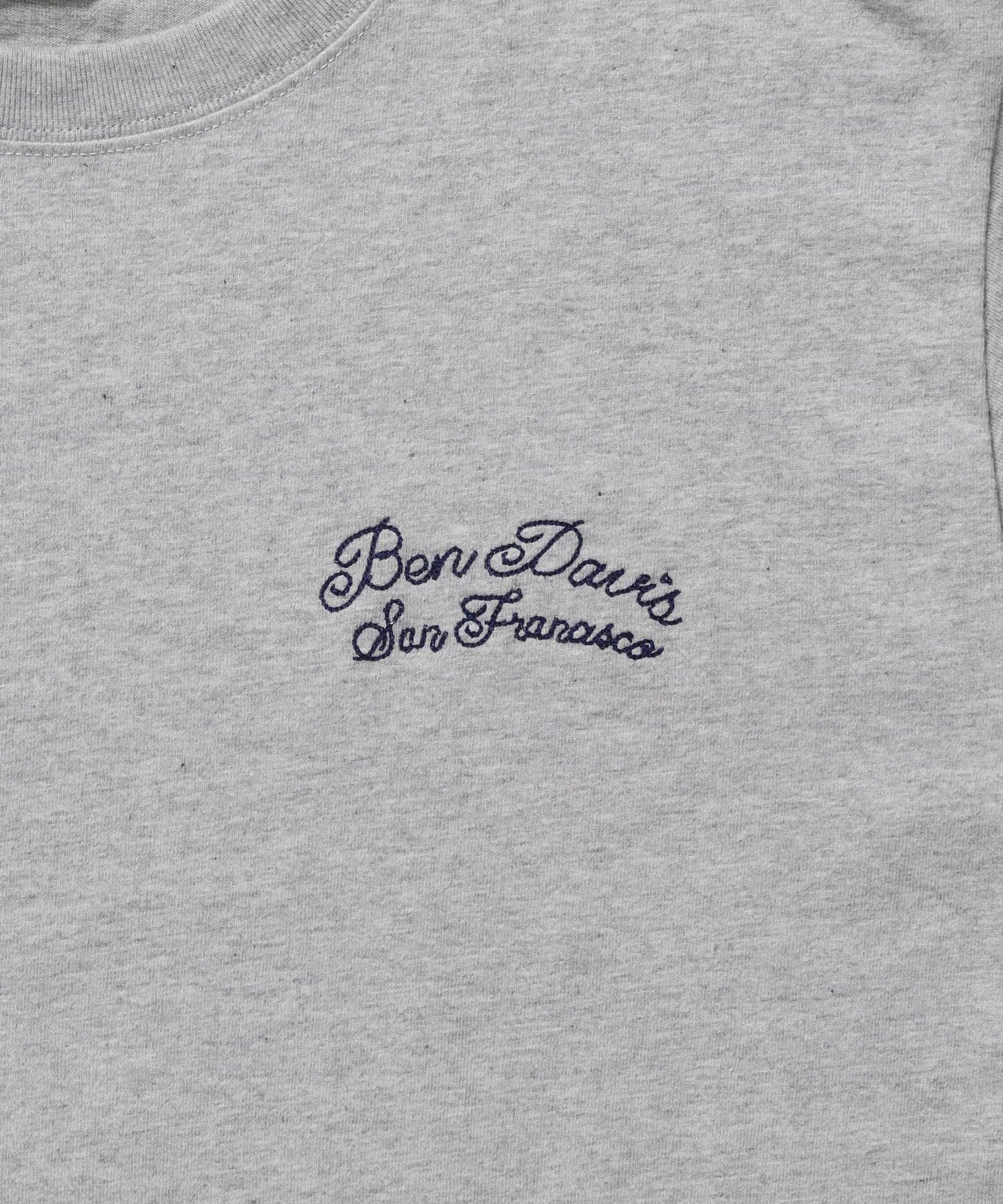SCRIPT VNTG L/S TEE (REG) / ロンT 長袖 刺繍 ビスネーム ヴィンテージ加工 レギュラーフィット ユニセックス グレー