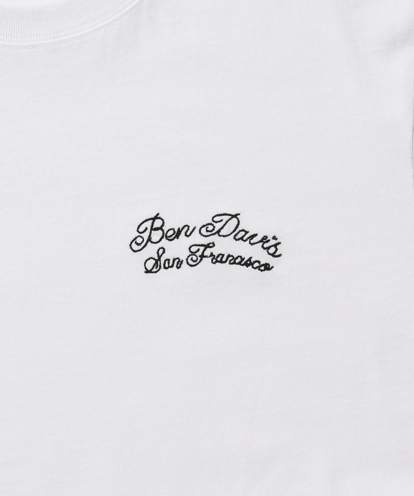 SCRIPT VNTG L/S TEE (REG) / ロンT 長袖 刺繍 ビスネーム ヴィンテージ加工 レギュラーフィット ユニセックス ホワイト