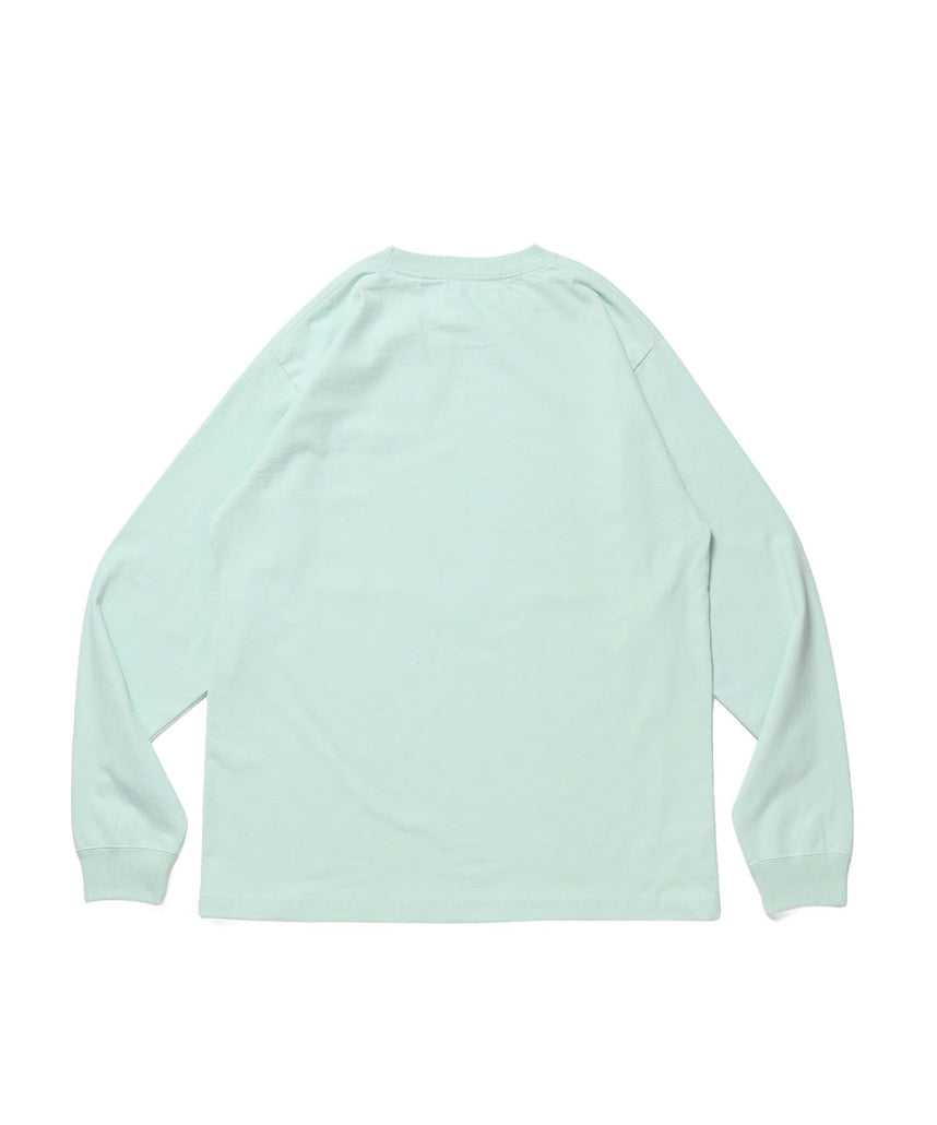 SCRIPT VNTG L/S TEE (REG) / ロンT 長袖 刺繍 ビスネーム ヴィンテージ加工 レギュラーフィット ユニセックス ミント