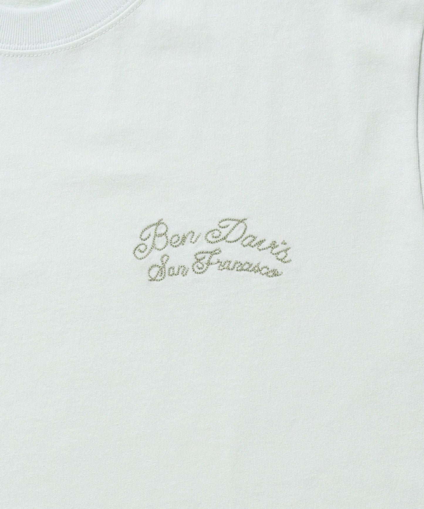 SCRIPT VNTG L/S TEE (REG) / ロンT 長袖 刺繍 ビスネーム ヴィンテージ加工 レギュラーフィット ユニセックス ミント