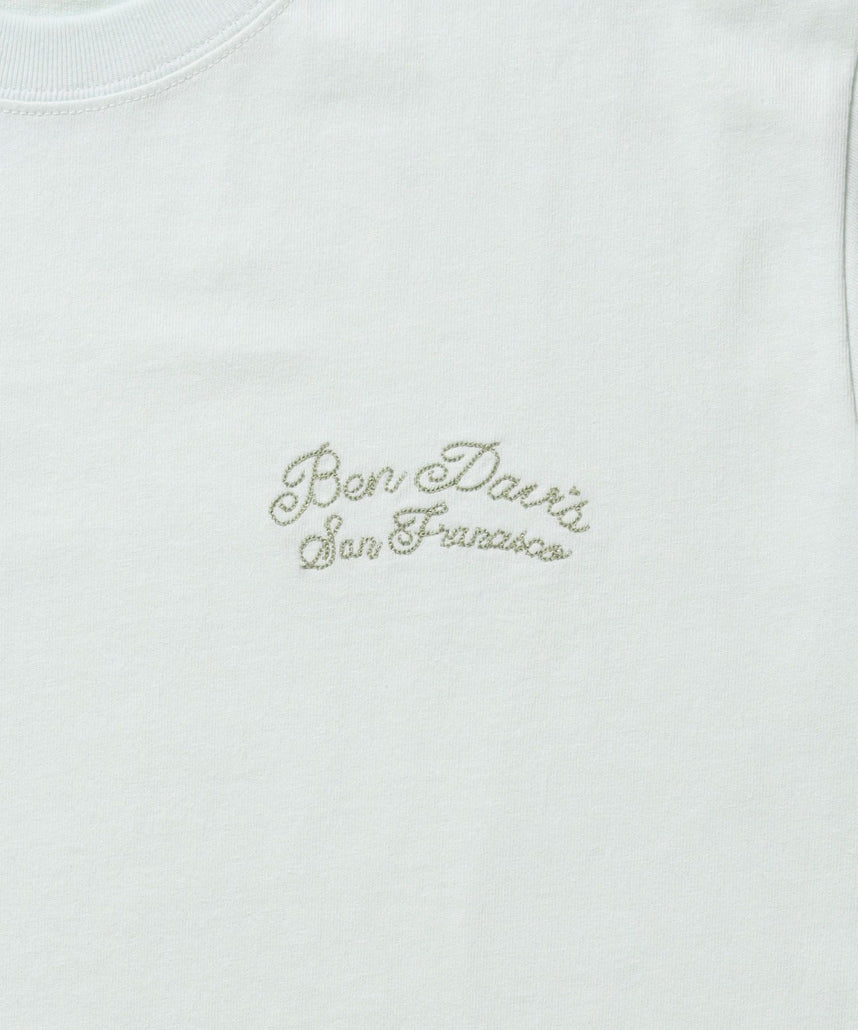 SCRIPT VNTG L/S TEE (REG) / ロンT 長袖 刺繍 ビスネーム ヴィンテージ加工 レギュラーフィット ユニセックス ミント