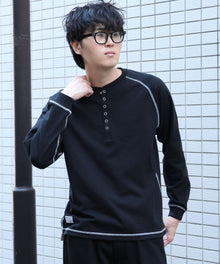 BEN'S HENLEY L/S TEE / ヘンリーネック ロング ユニセックス ラグラン 長袖 ブラック