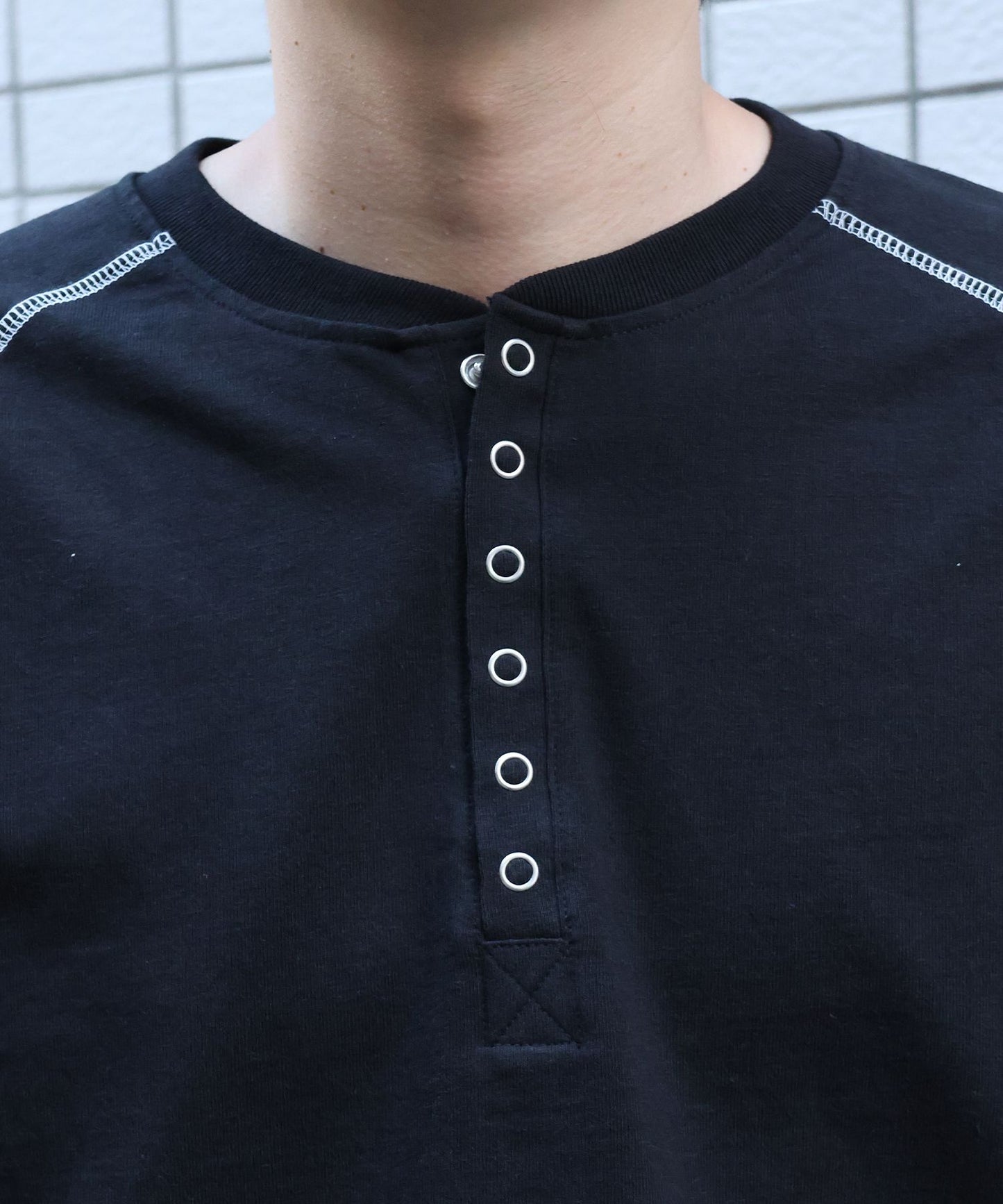 BEN'S HENLEY L/S TEE / ヘンリーネック ロング ユニセックス ラグラン 長袖 ブラック
