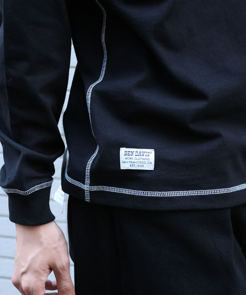BEN'S HENLEY L/S TEE / ヘンリーネック ロング ユニセックス ラグラン 長袖 ブラック