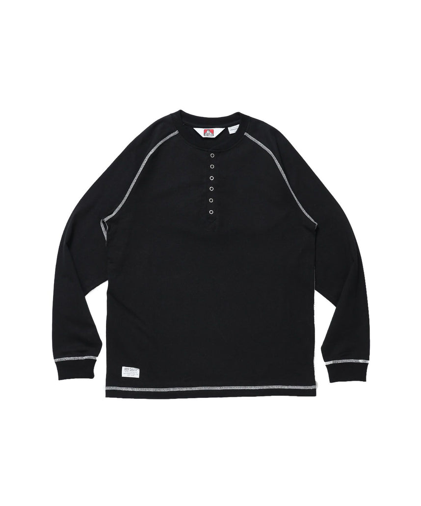 【BEN DAVIS（ベンデイビス）】BEN'S HENLEY L/S TEE / ヘンリーネック ロング ユニセックス ラグラン 長袖 ブラック