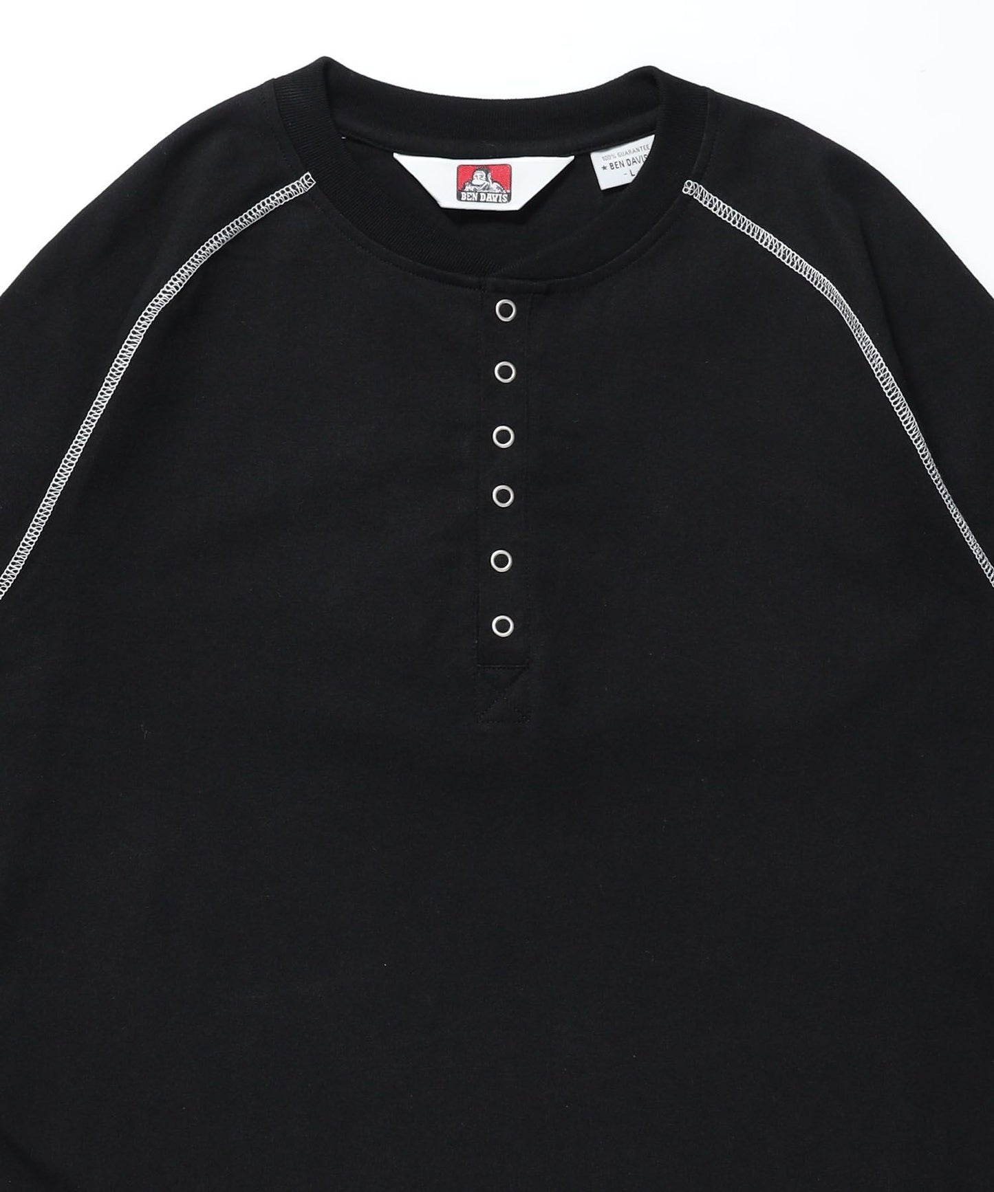 BEN'S HENLEY L/S TEE / ヘンリーネック ロング ユニセックス ラグラン 長袖 ブラック