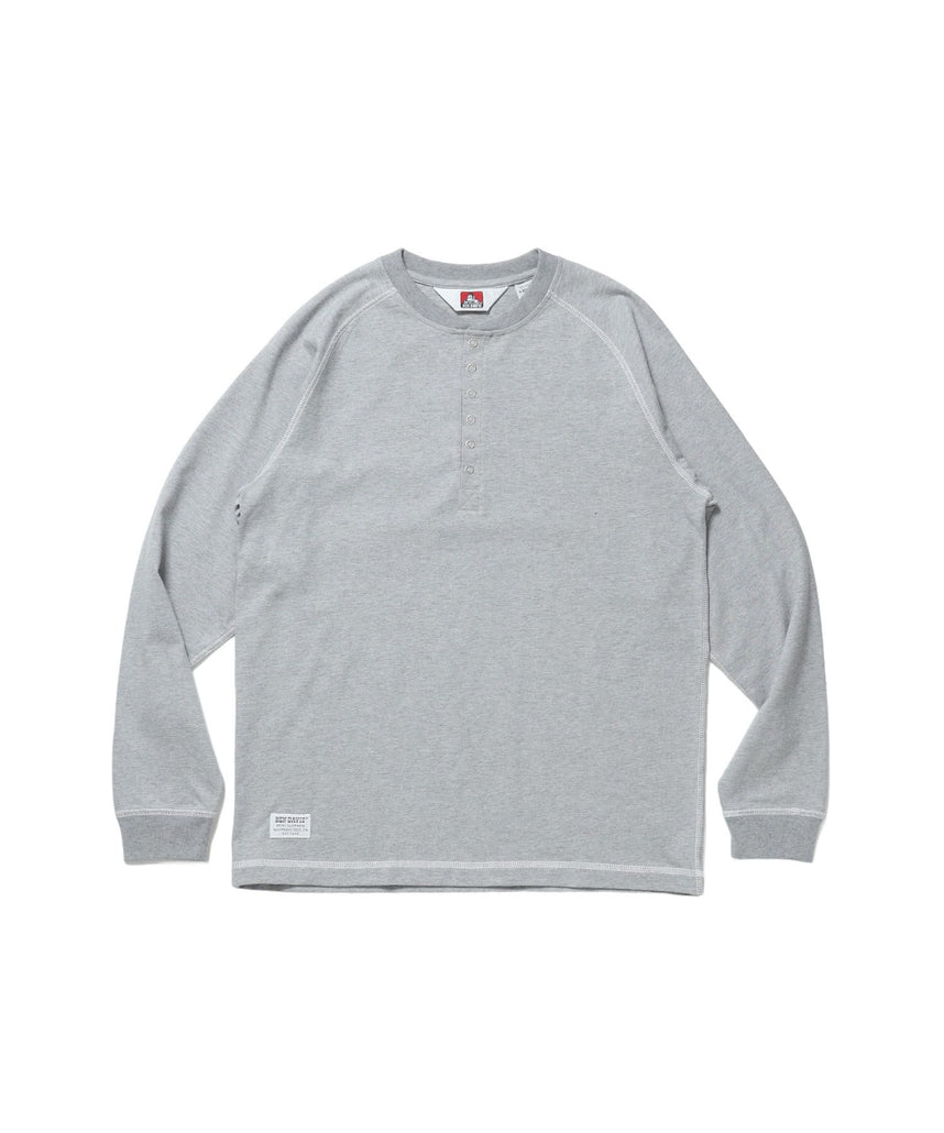 【BEN DAVIS（ベンデイビス）】BEN'S HENLEY L/S TEE / ヘンリーネック ロング ユニセックス ラグラン 長袖 グレー