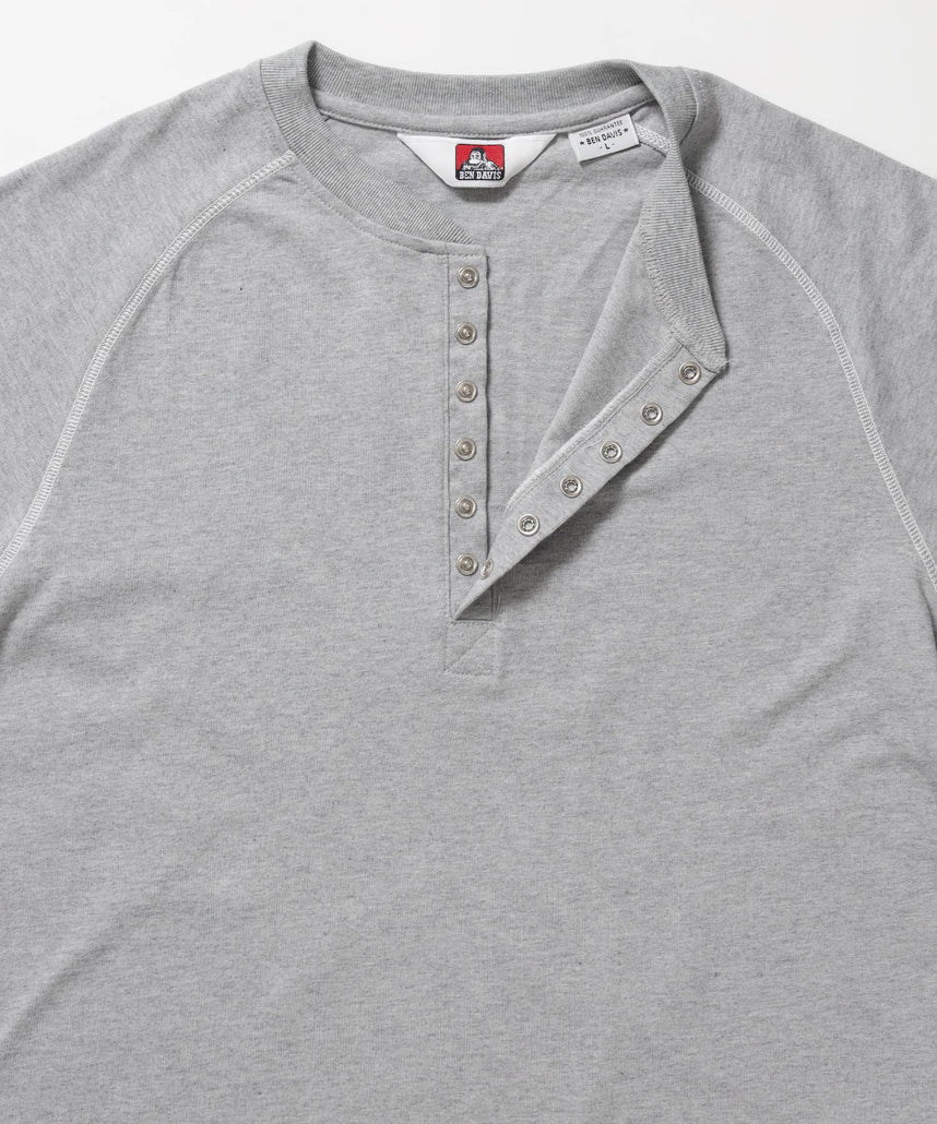 BEN'S HENLEY L/S TEE / ヘンリーネック ロング ユニセックス ラグラン 長袖 グレー