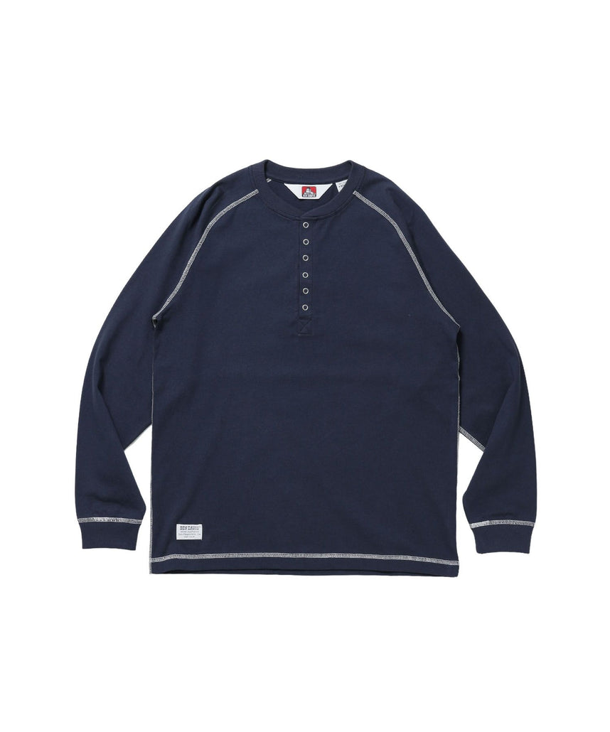 【BEN DAVIS（ベンデイビス）】BEN'S HENLEY L/S TEE / ヘンリーネック ロング ユニセックス ラグラン 長袖 ネイビー
