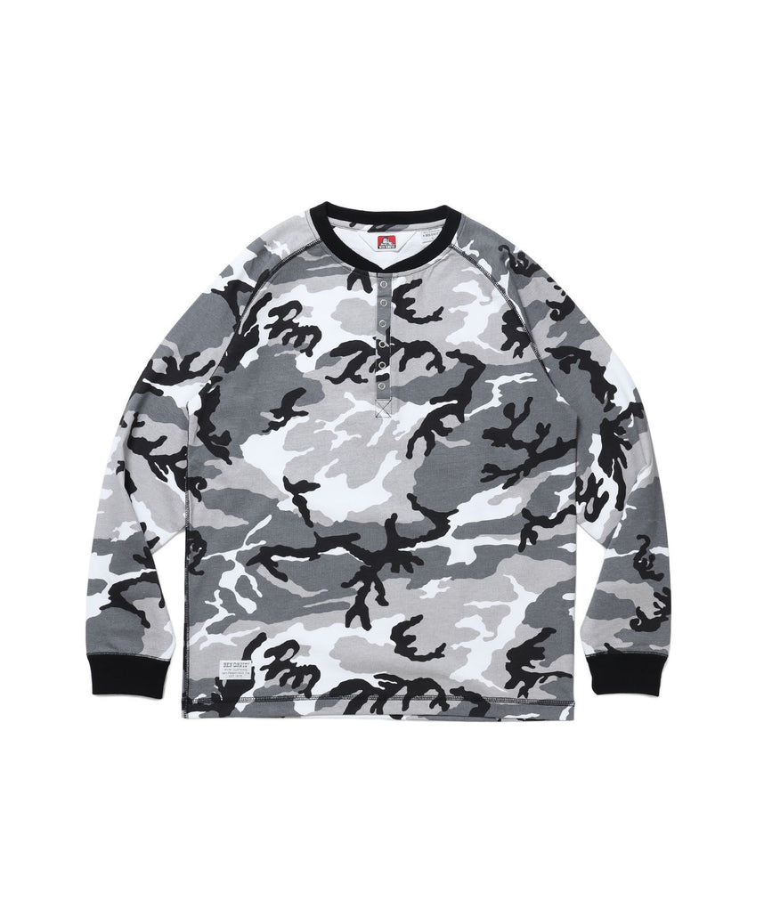 【BEN DAVIS（ベンデイビス）】BEN'S HENLEY L/S TEE / ヘンリーネック ロング ユニセックス ラグラン 長袖 柄80